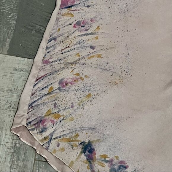 Boho 100% Silk Pink Scoop Neck Fairy Butterfly Sleeve Asymmetrical Mini Dress XS - Picture 11 of 15